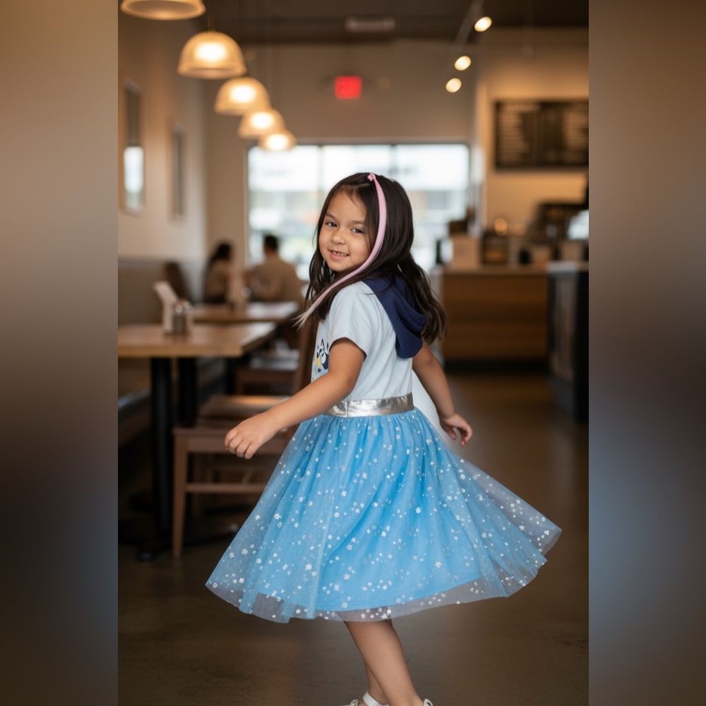 Bluey Gurls hooded dress (size M/8)